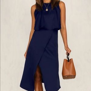 Dark Blue Pop Over Dress Size S